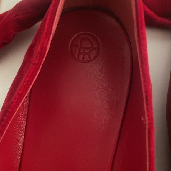 The Row (never worn) red velvet flat with ankle wrap tie. - Picture 6 of 8